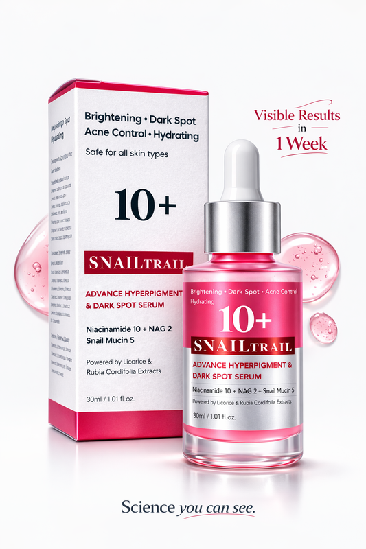 SNAILTRAIL Advanced Dark Spots & Hyperpigmentation Corrector Face Serum | Reduces Acne Marks & Melasma | 10% Niacinamide, 5% Snail Mucin & 2% NAG | Evens Skin Tone & Brightens Dull Skin | With Licorice & Manjistha | For All Skin Types – 30ml